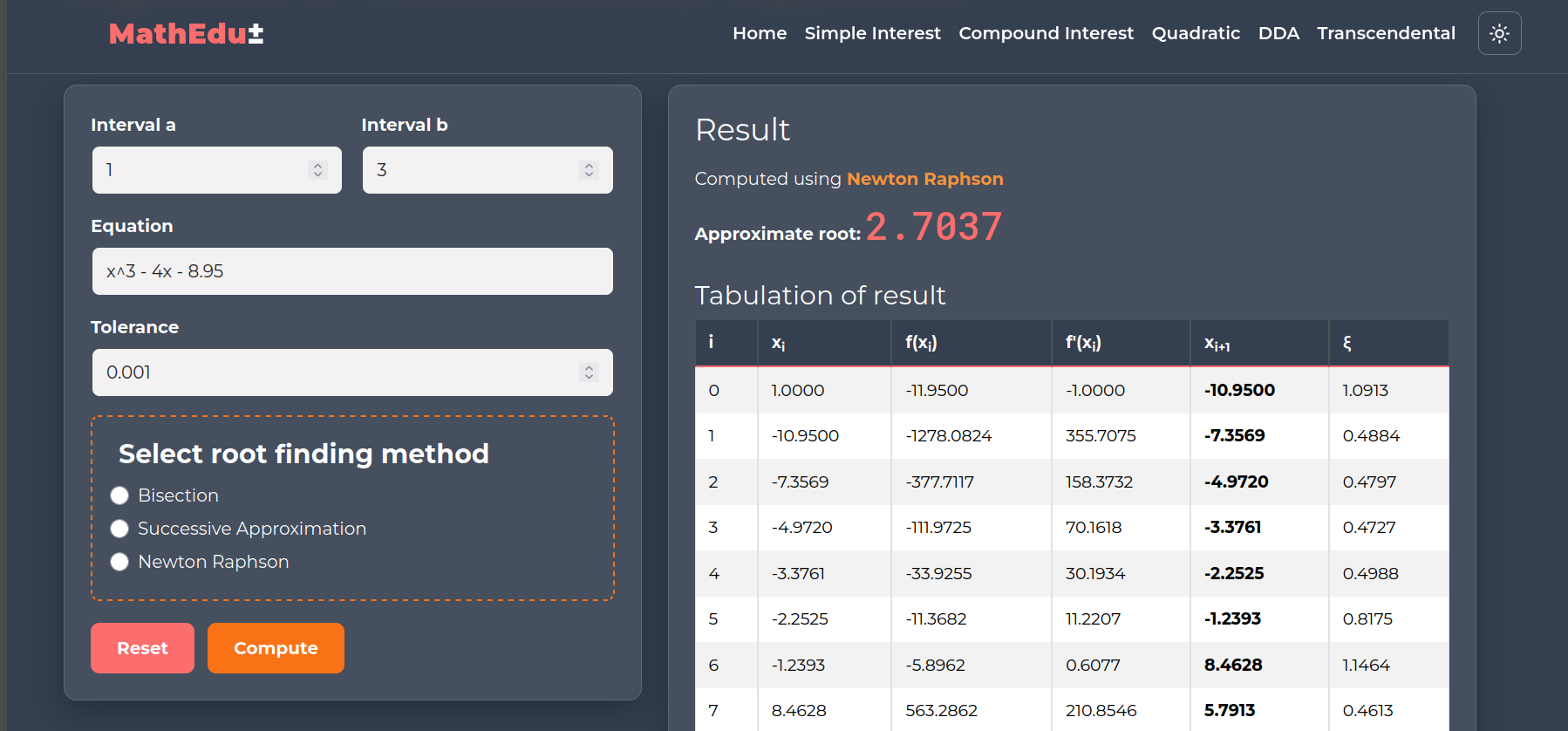 MathEdu algorithm visualization tool